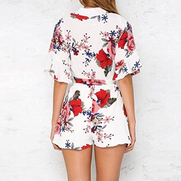 Floral Belted Jumpsuit Romper - Picture 3 of 5